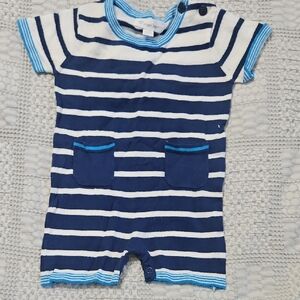 Angel Dear Blue and White Striped Baby Romper
